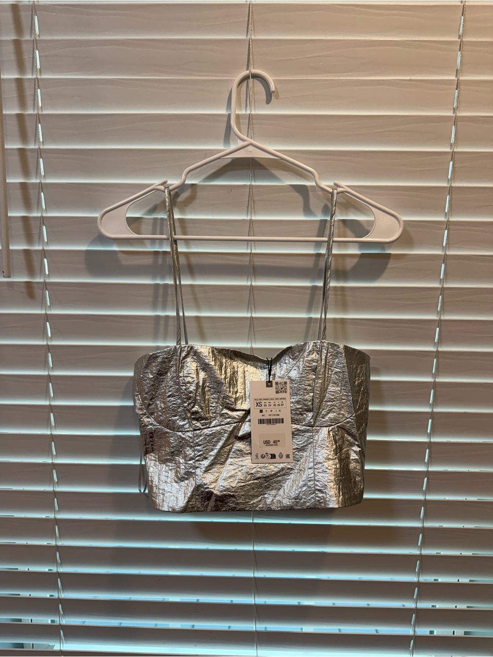 Zara Silver Metallic Crop Top